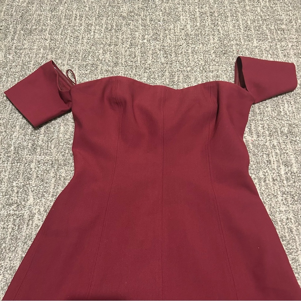 Cinq a Sept Burgundy Off-Shoulder Mini Dress Red Party Size 4 - Picture 5 of 8
